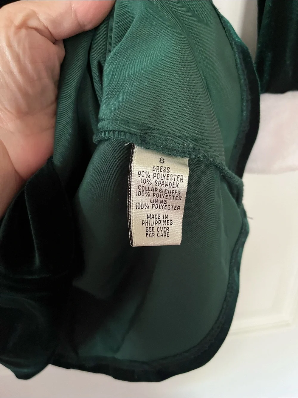 iZ Byer California Girls Sz8 Green Velvet Holiday Dress, White Faux Fur Trim